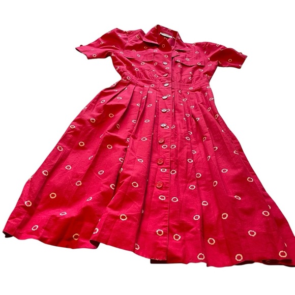 Vintage 1980’s Albert Nipon Executive Dress-Size Medium-Pleated-Button front - Picture 11 of 13